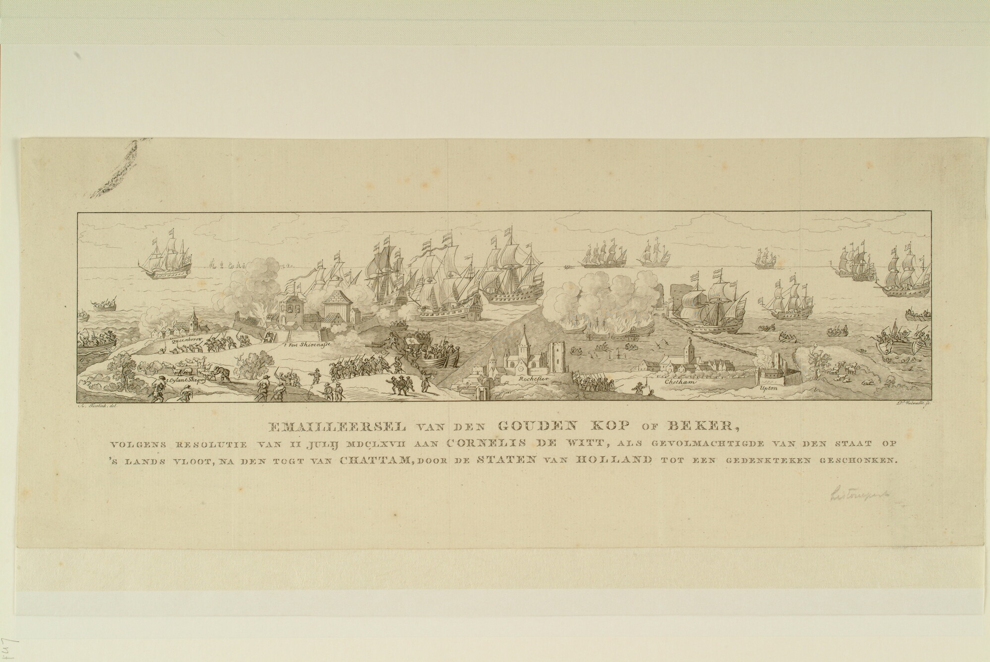 A.0785(03)07b; Afbeelding van het emailleersel van de Gouden Kop of Beker; prent