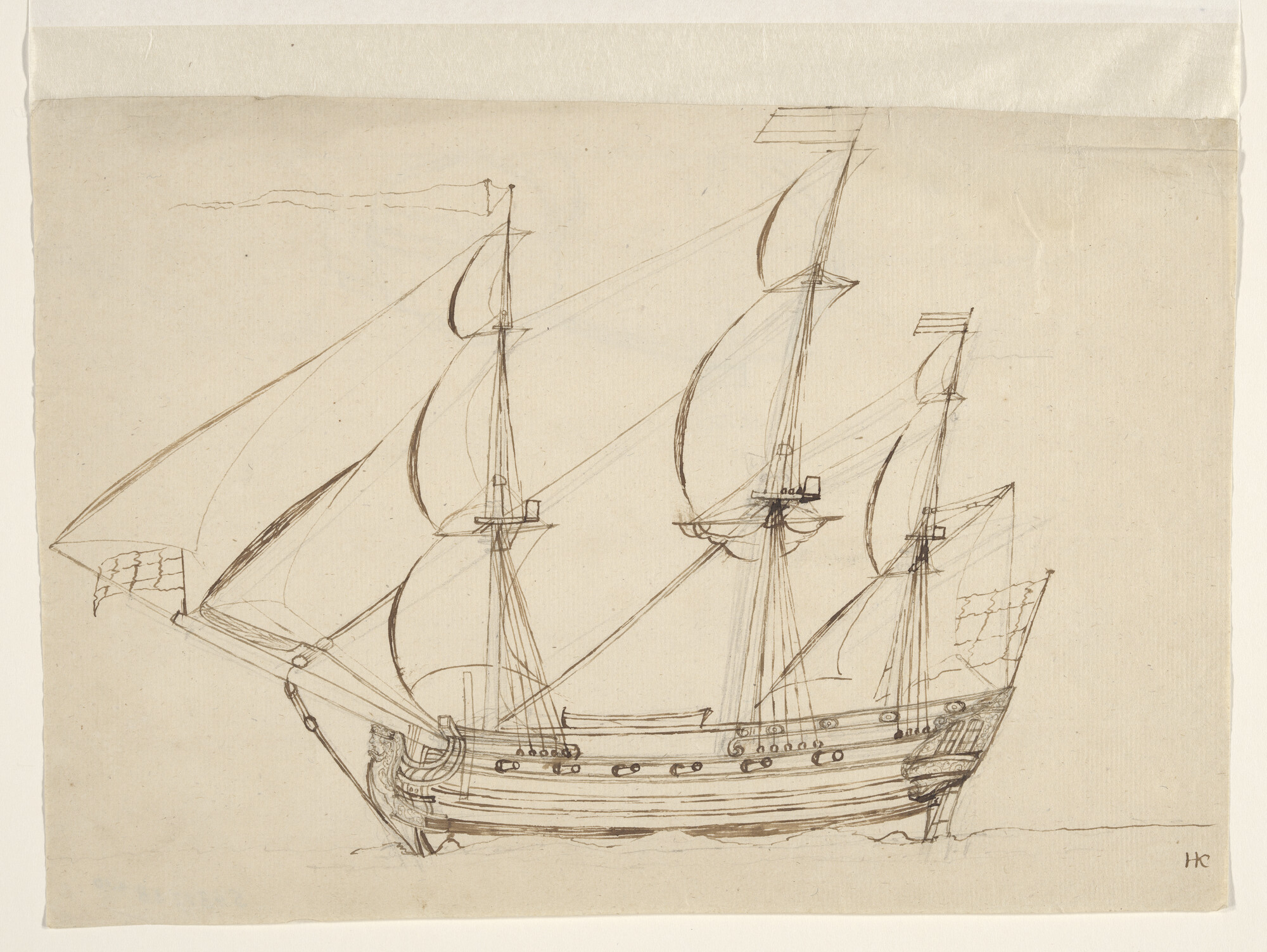 S.4317(38)a10; Een fregatschip; tekening