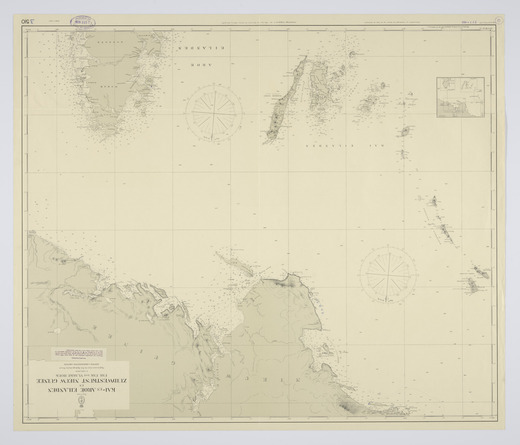 S.5273(29); Kaart van een gedeelte van de zuidwestkust van Nieuw Guinea, de Kai- & Aroe-eilanden; zeekaart