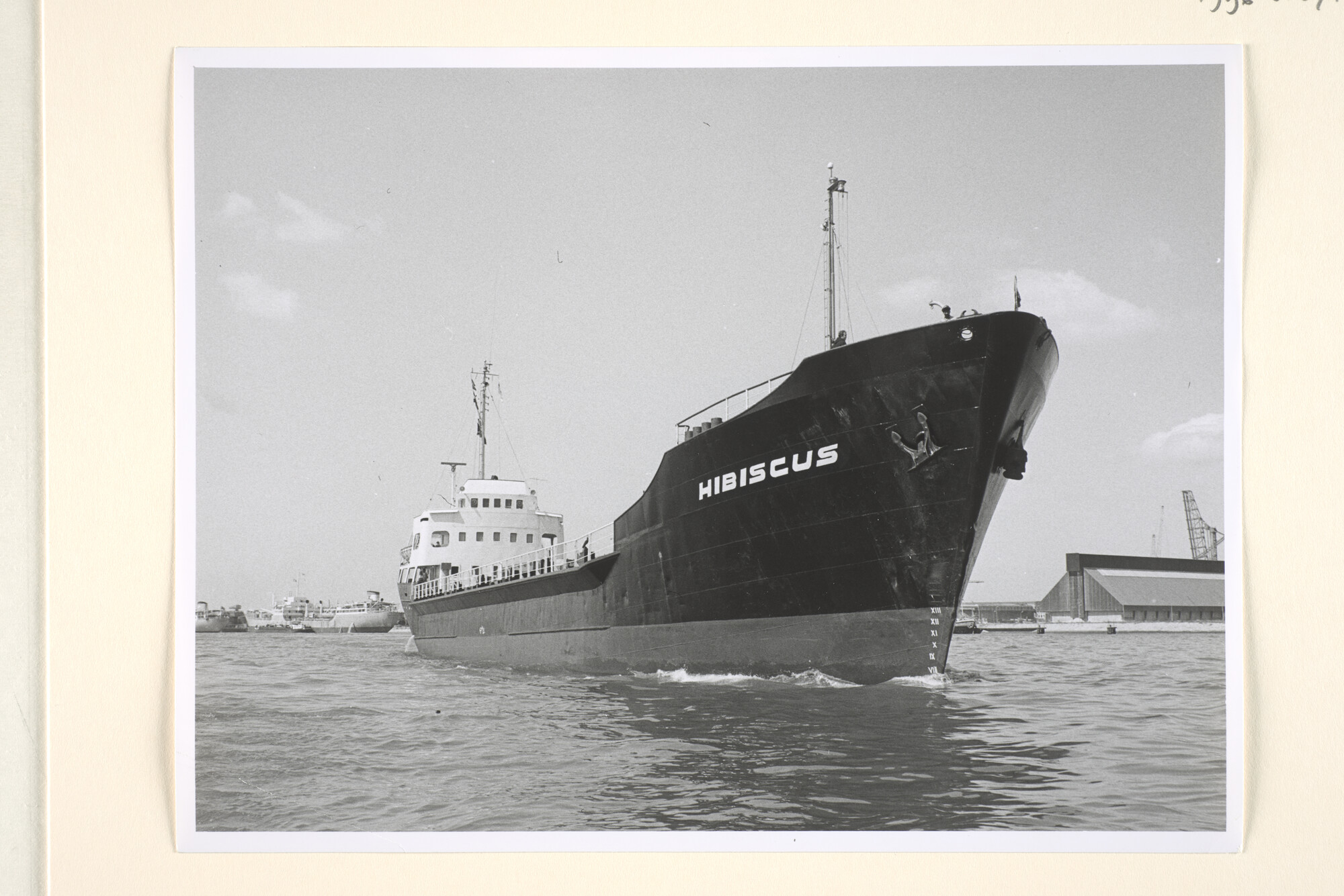 1996.0567; De coaster ms. Hibiscus varend onder de vlag van de Stoomvaart Maatschappij [...]; foto
