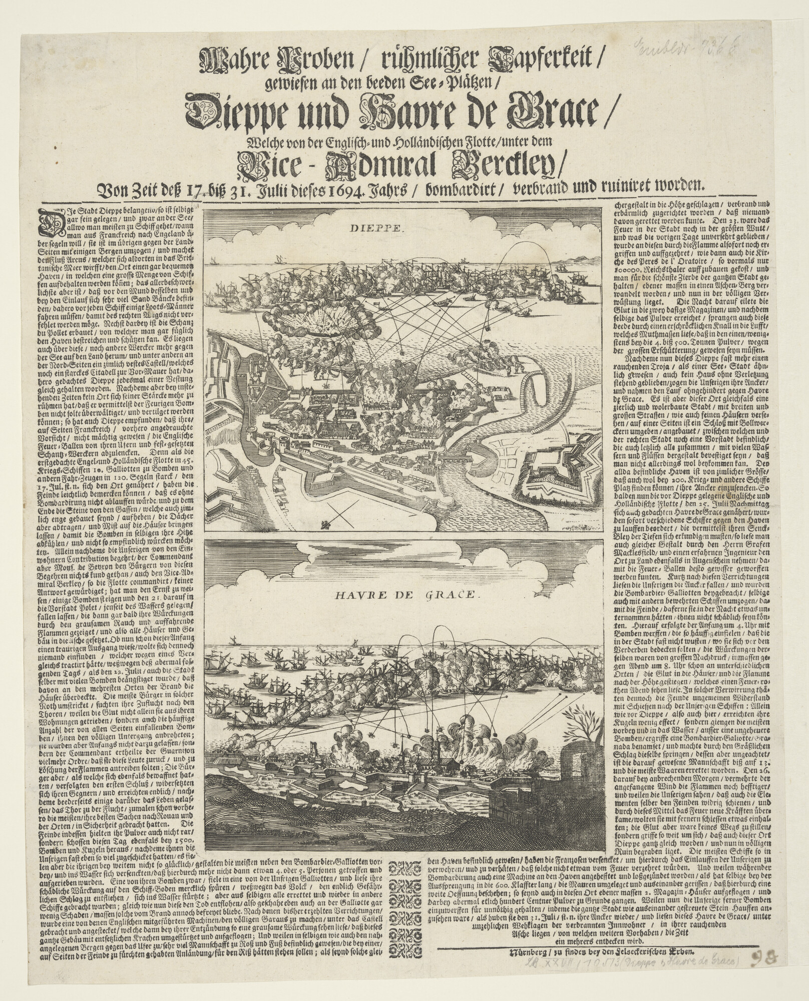 A.1763(04); Prent Dieppe und Havre de Grace; prent