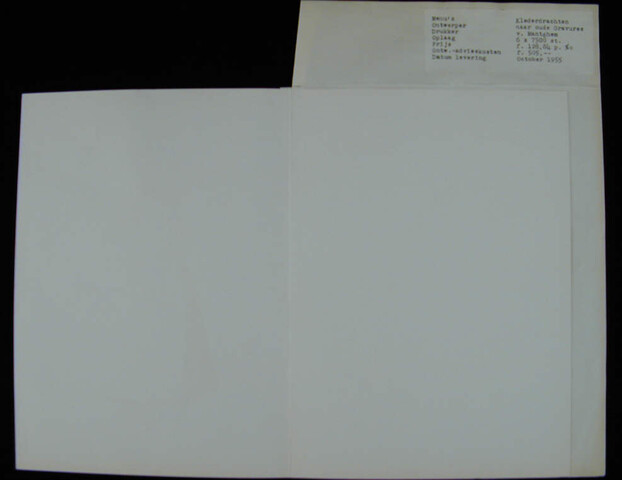 1998.1906; Blanco menukaart gebruikt a/b van schepen van de SMN; menukaart