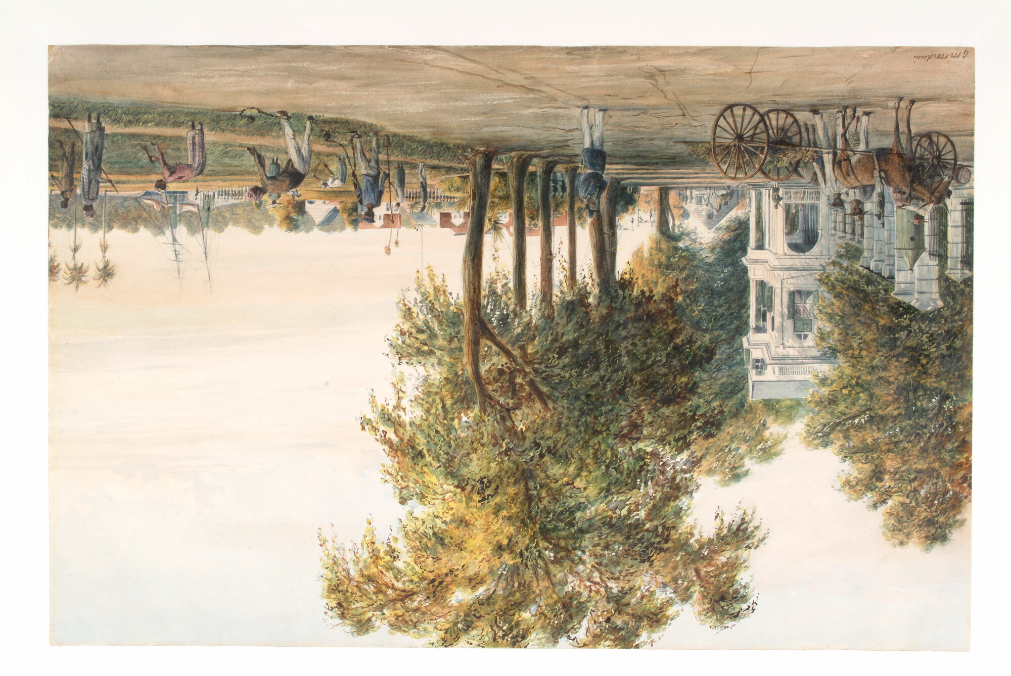 A.3504(10); Strafarbeiders werkzaam bij de Tamarindelaan tegenover het Gouvernementshuis; tekening