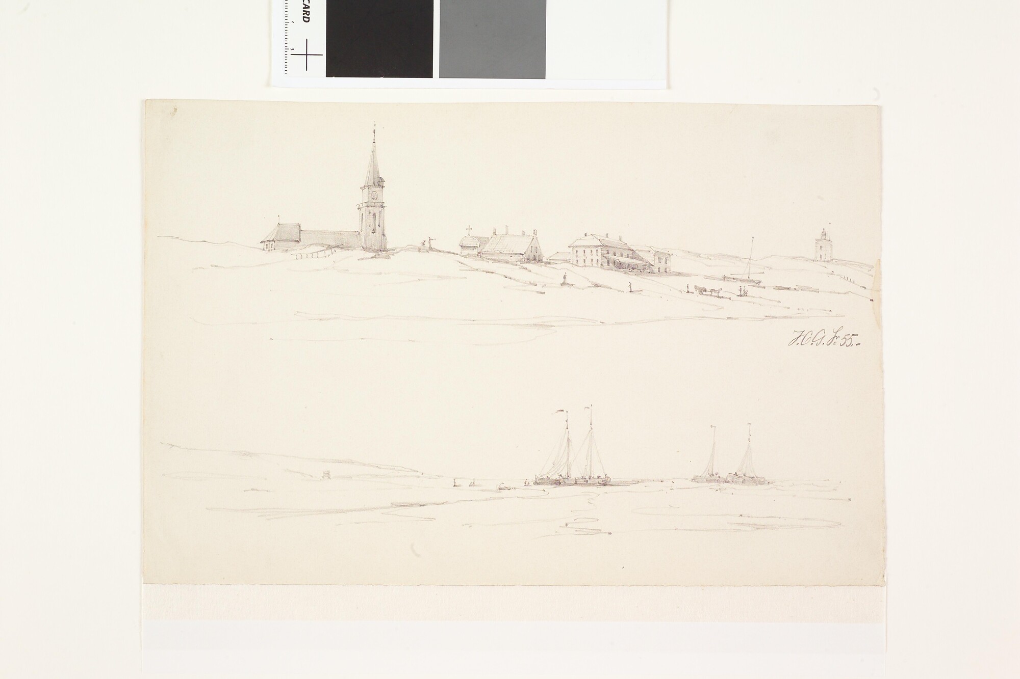 A.1136(02)f 07; Twee strandgezichten van Zandvoort aan Zee; tekening