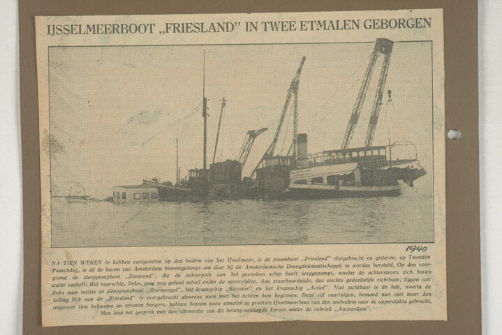 2001.1755; Omslag met vele foto's en knipsels van meest bergingsactiviteiten door Reederij v/h Gebroeders Goedkoop te Amsterdam in de periode 1929 / 1949; omslag