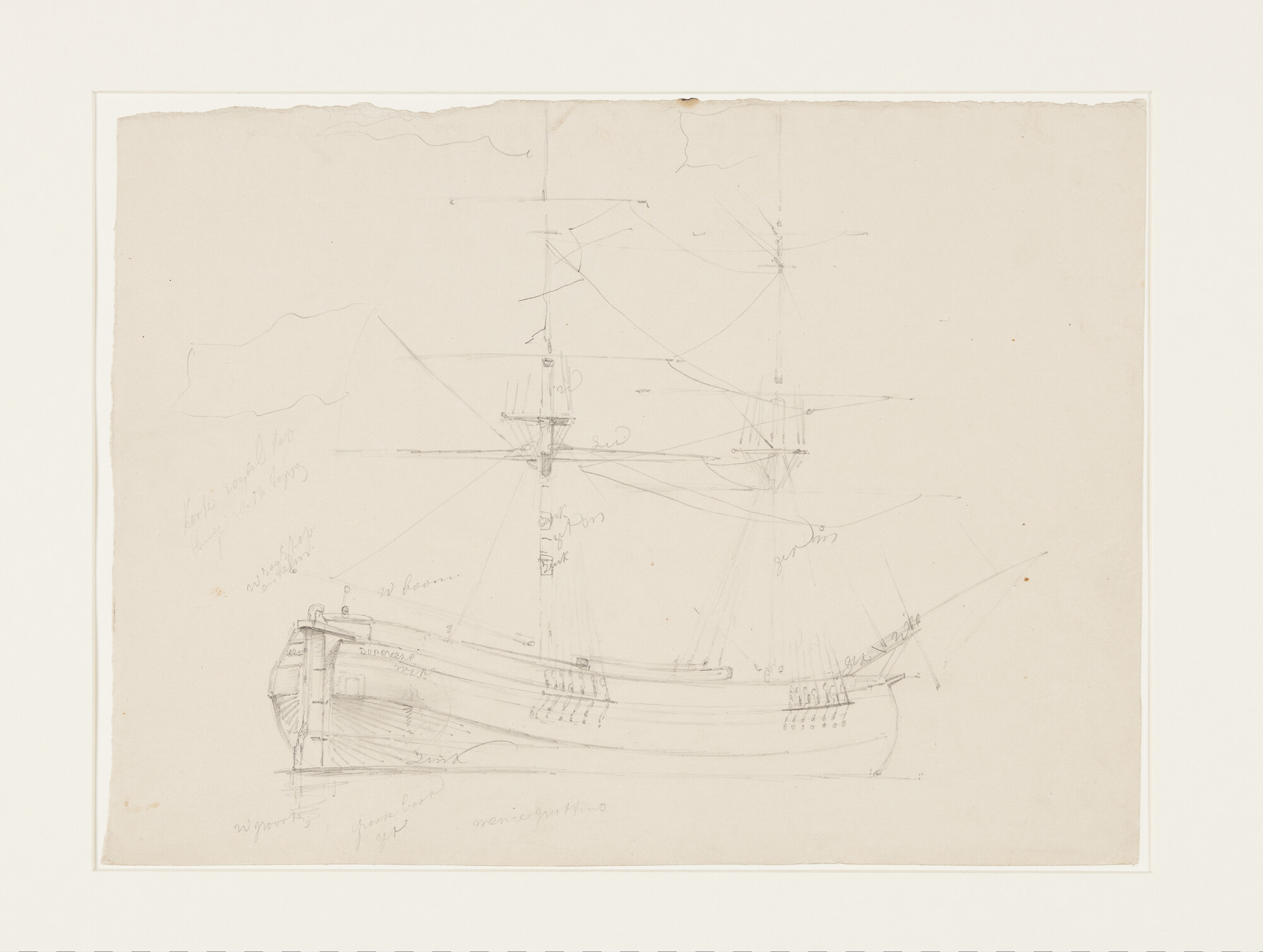 S.3107(07)042; Het kofschip Dordrecht; tekening