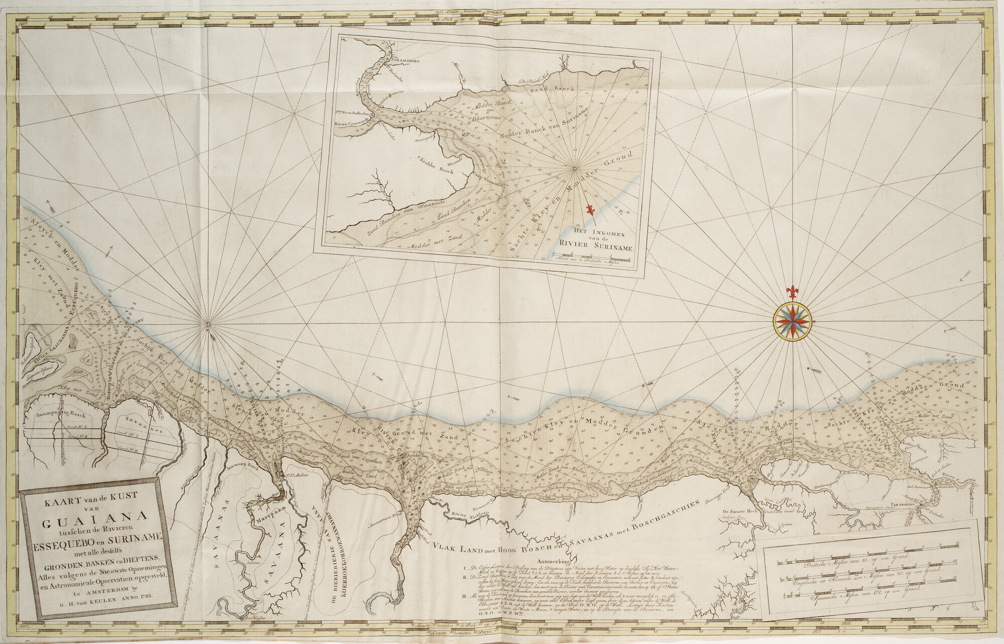 B.0032(109)4 [kaart 009]; Kaart van een deel van de kust van Suriname en Brits Guyana tussen de rivieren Essequebo en Suriname; kaart