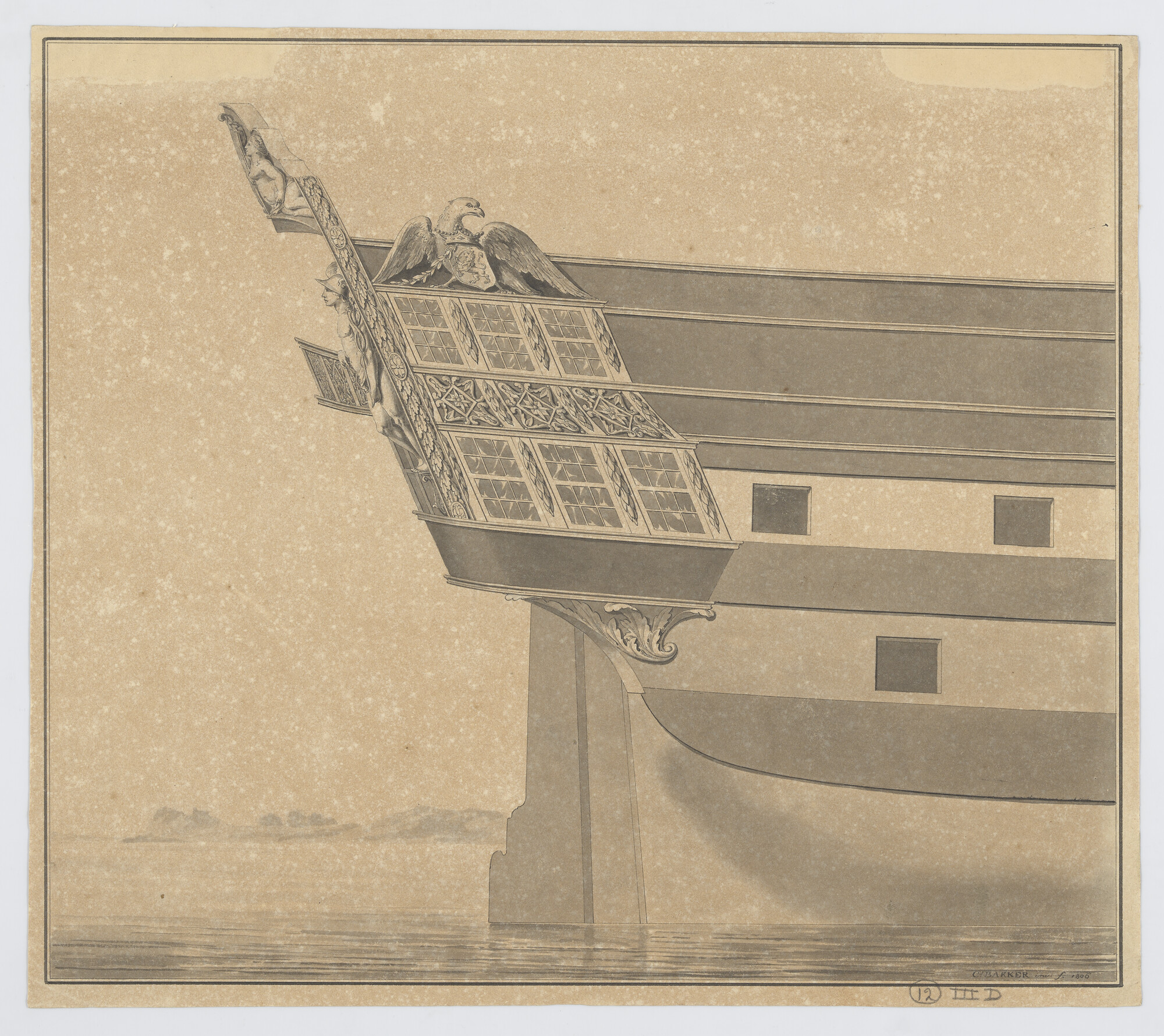 S.0600(01)094; Ontwerp voor zijgalerij van een linieschip; technische tekening