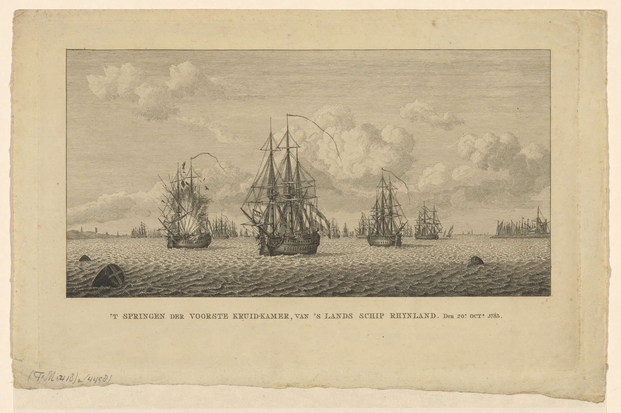 A.0149(0840); Ontploffing van het oorlogsschip 'Rhijnland', 1783; prent