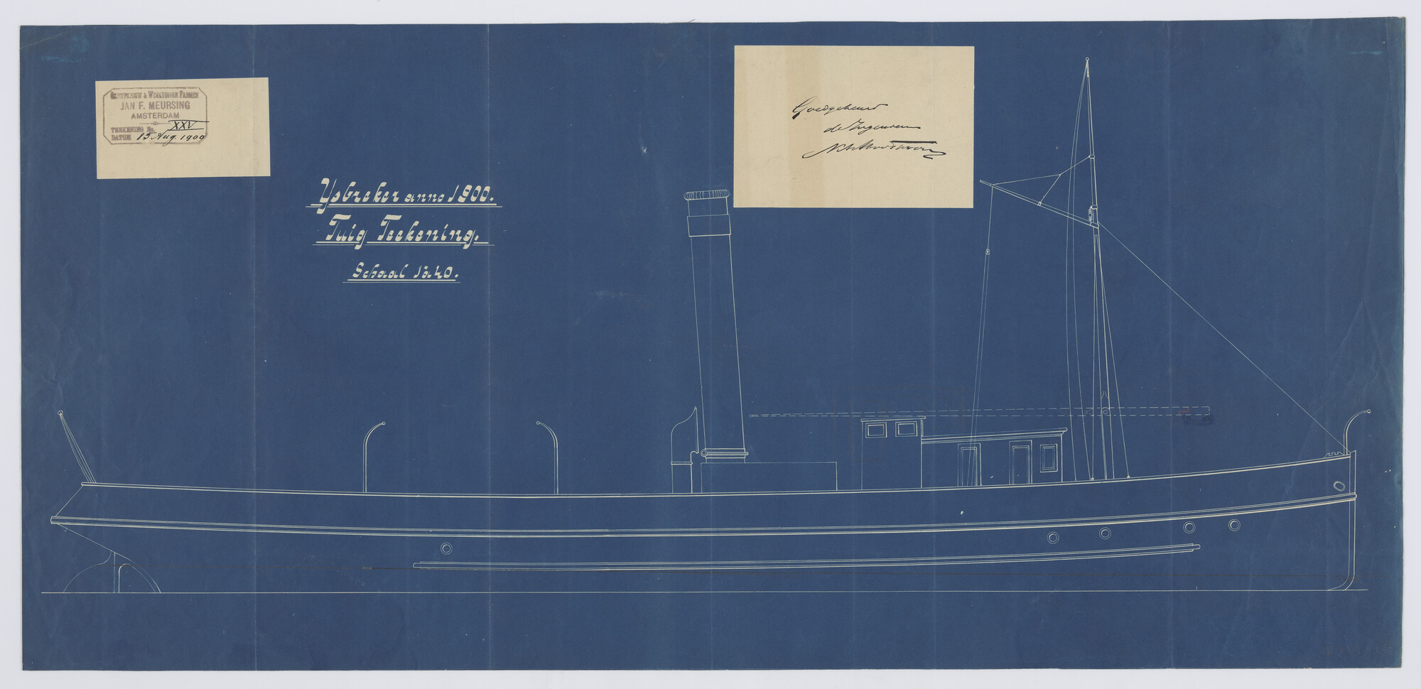 S.1156(05)0135; Tuigtekening van de ijsbreker 'Christiaan Brunings'; technische tekening