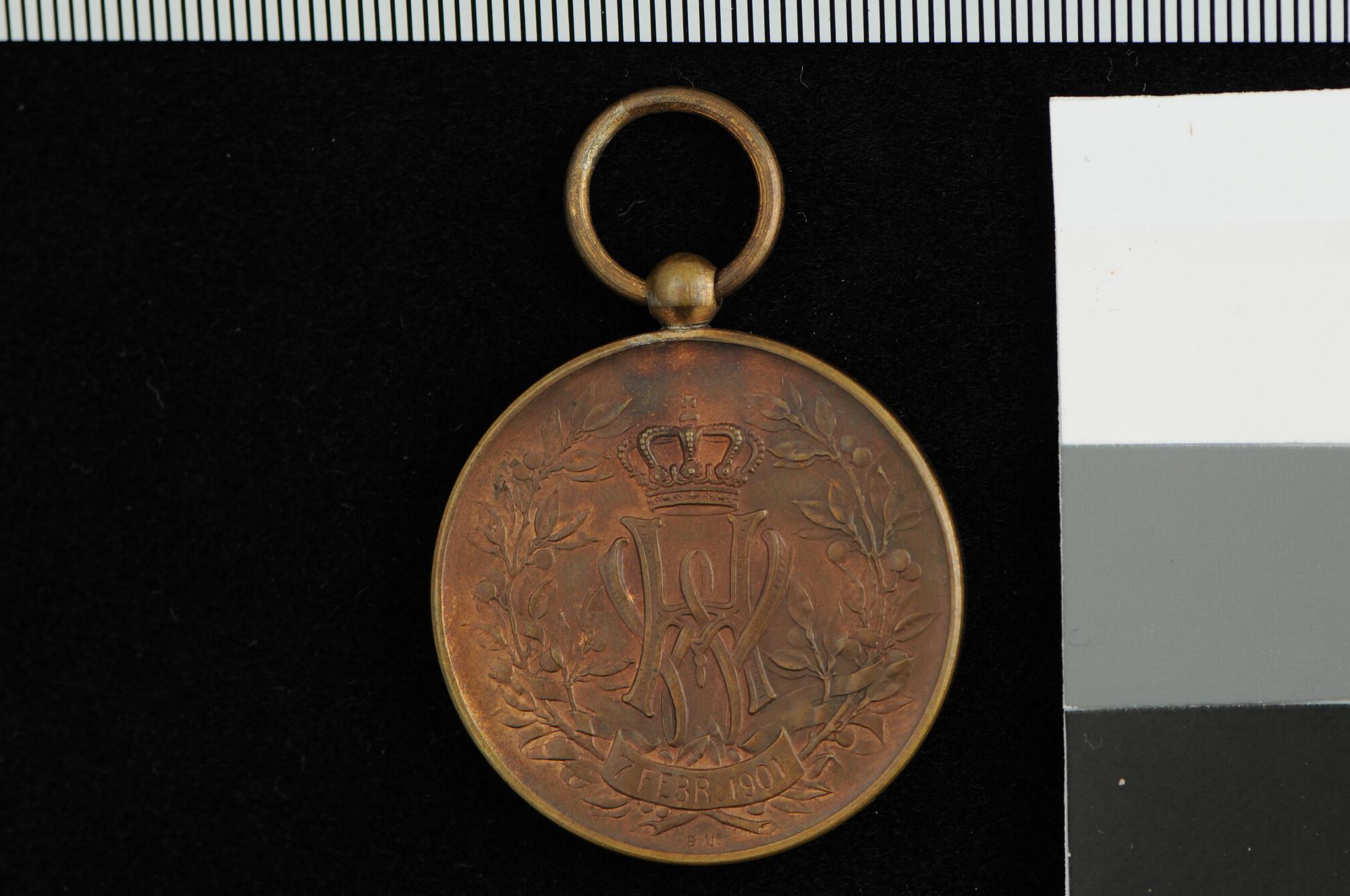 A.1409(02); Penning op het huwelijk van koningin Wilhelmina, 1901; penning
