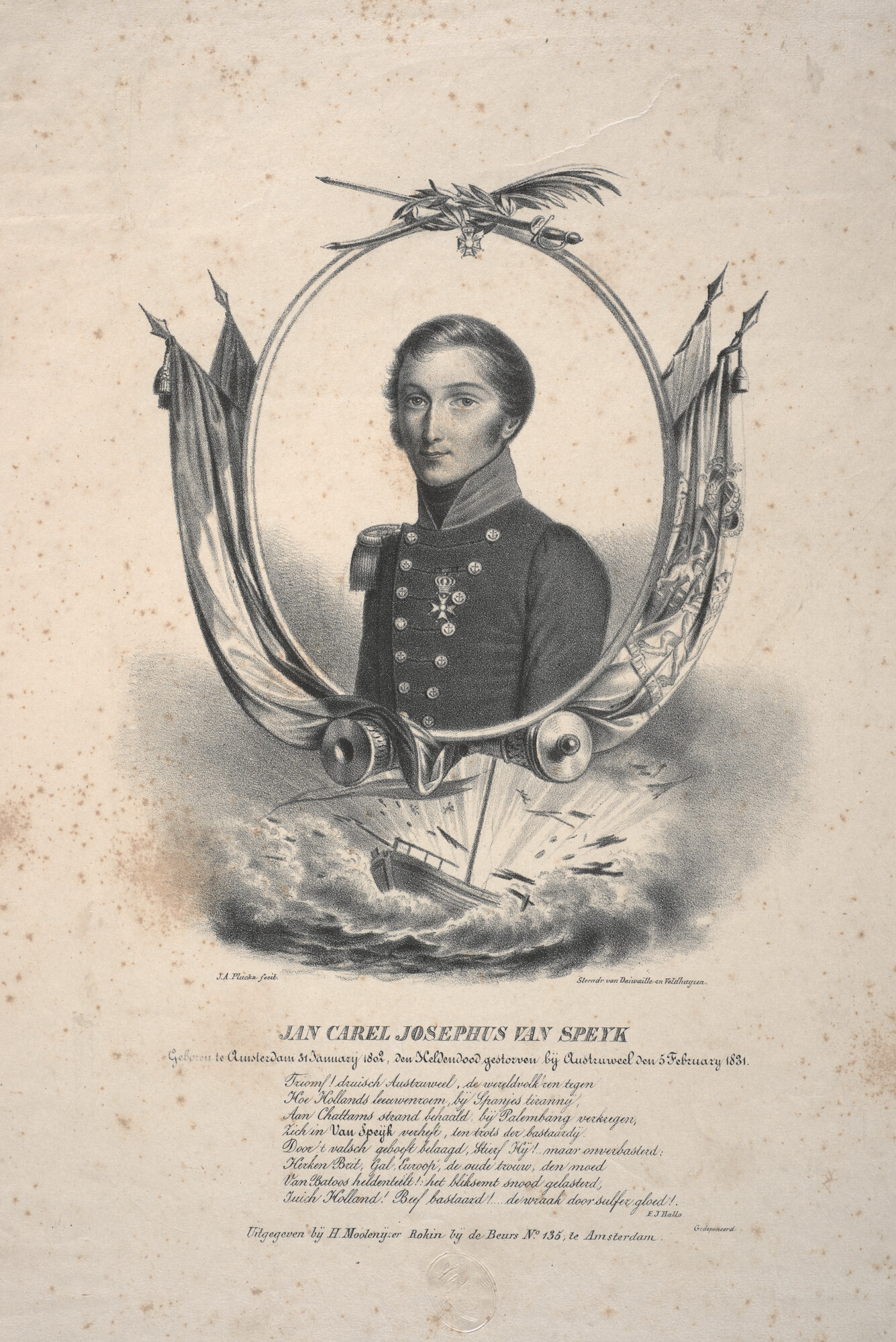 B.0209(17)22 2; Portret van J.C.J. van Speyk; prent