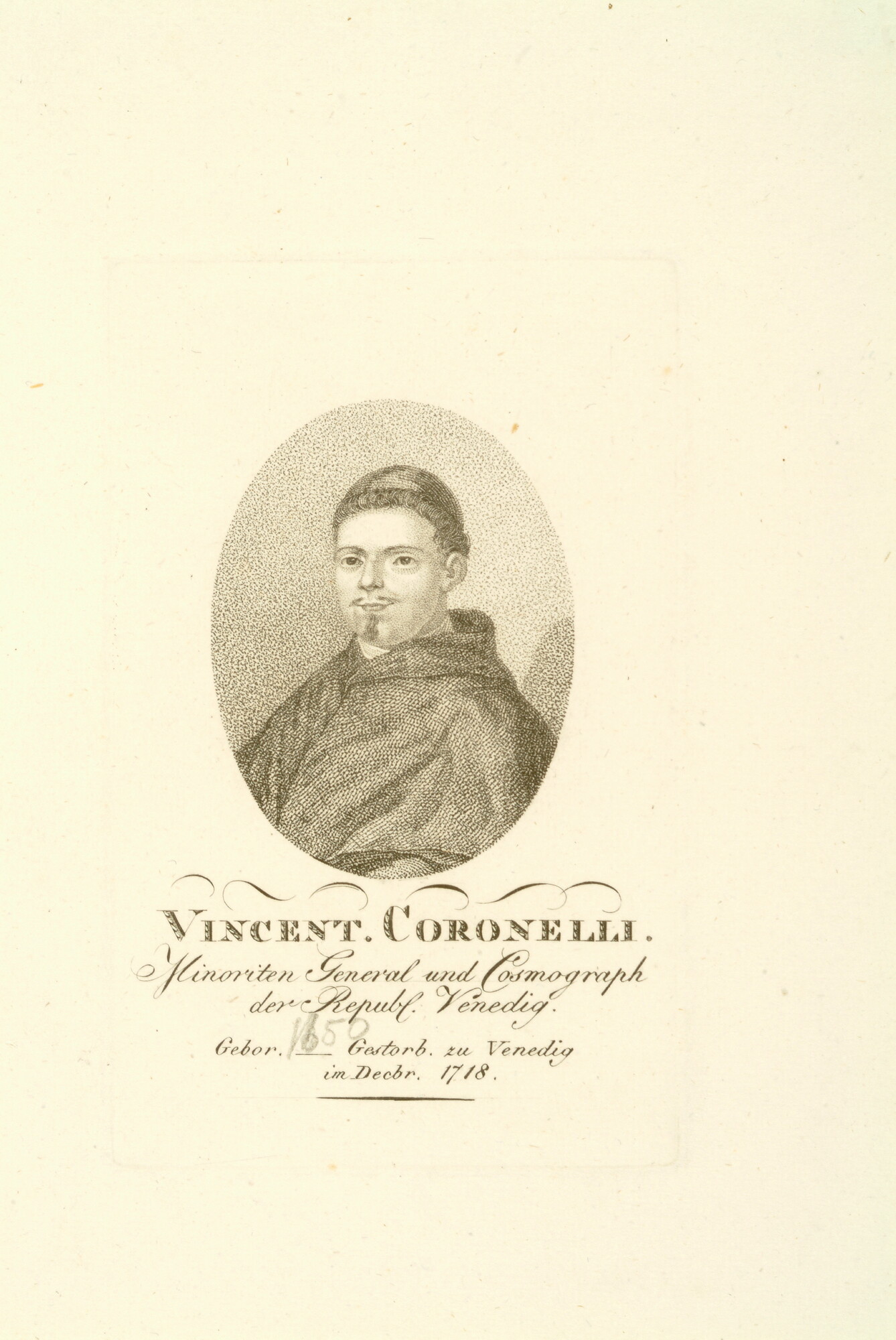 A.0075(089); Portret van Vincent Coronelli; prent