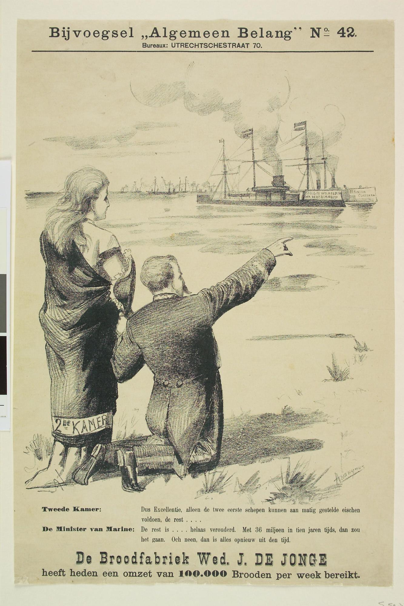 S.5232(01); Spotprent op de toestand van de Nederlandse vloot; prent