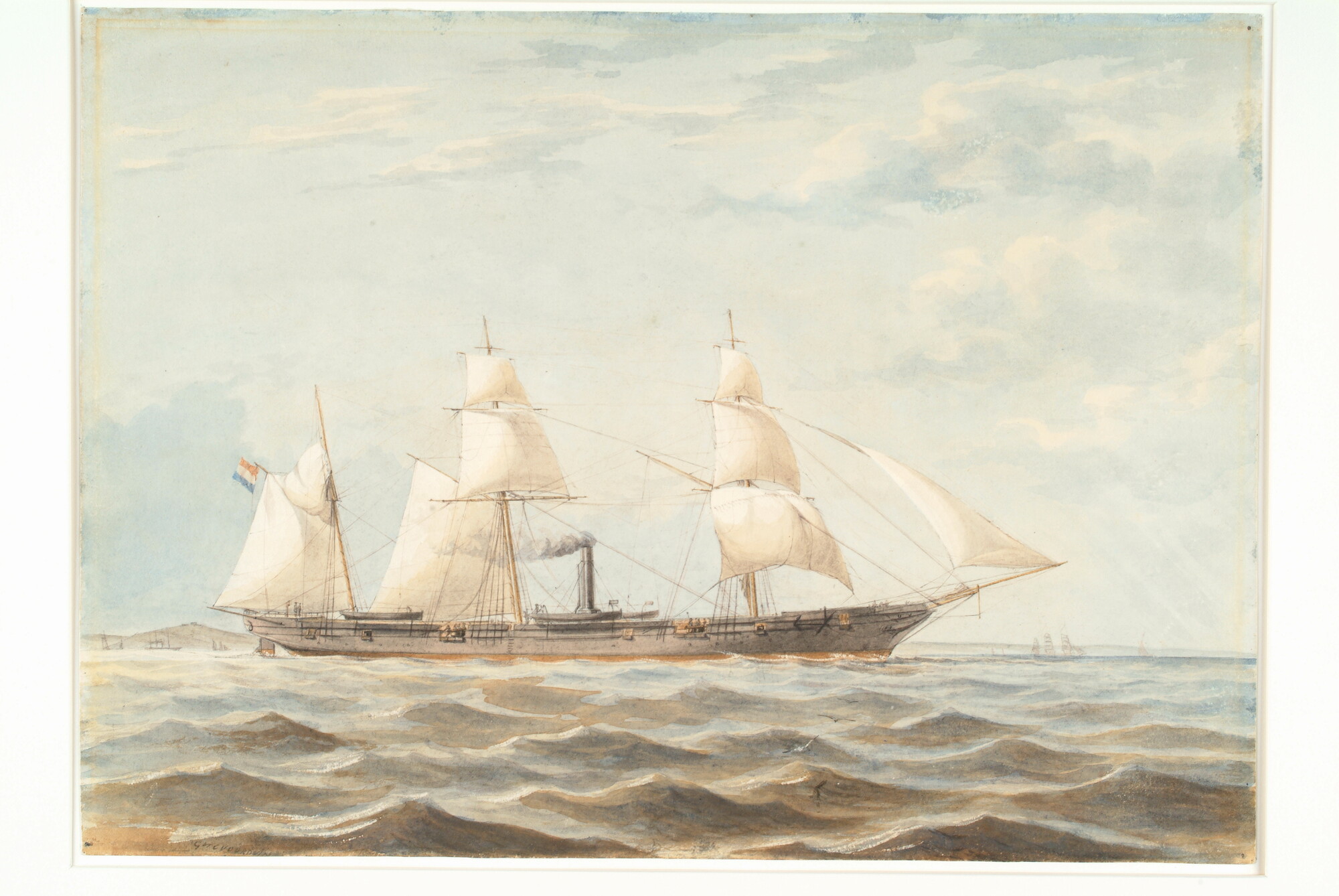 S.0546(13); Het schroefstoomschip 2de klasse Zr.Ms. 'Watergeus'; tekening