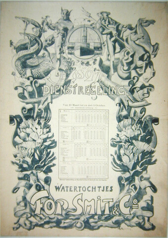 S.6762(01); Dienstregeling voor de watertochtjes van de rederij Fop Smit & Co., 1897; affiche