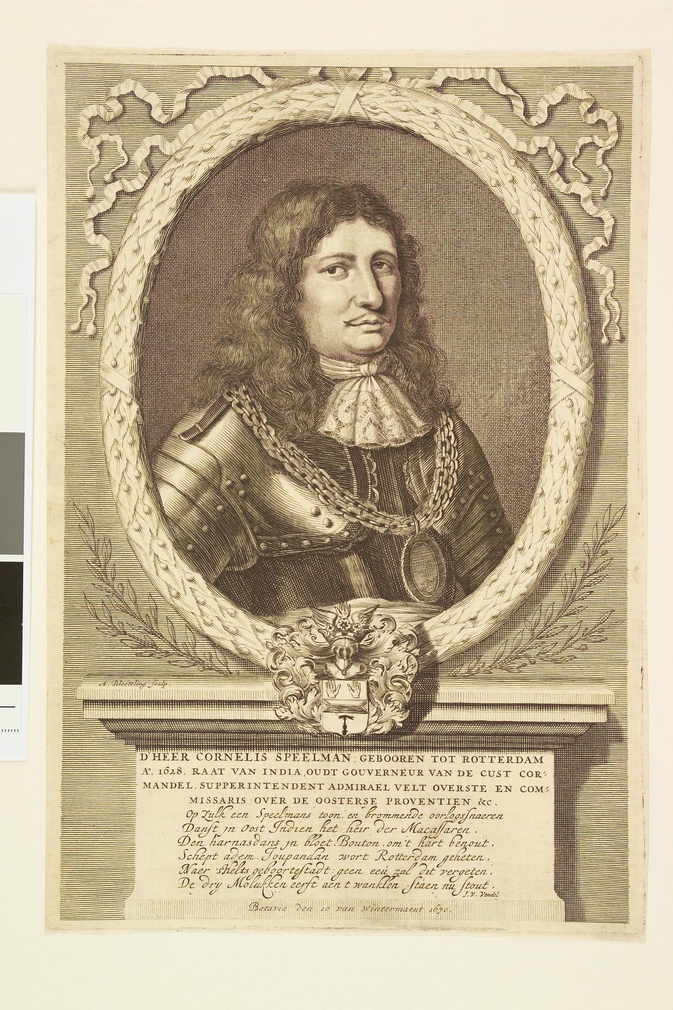 A.3357(01); Portret van Cornelis Speelman (1628 - 1684), als raad van Indië etc; prent