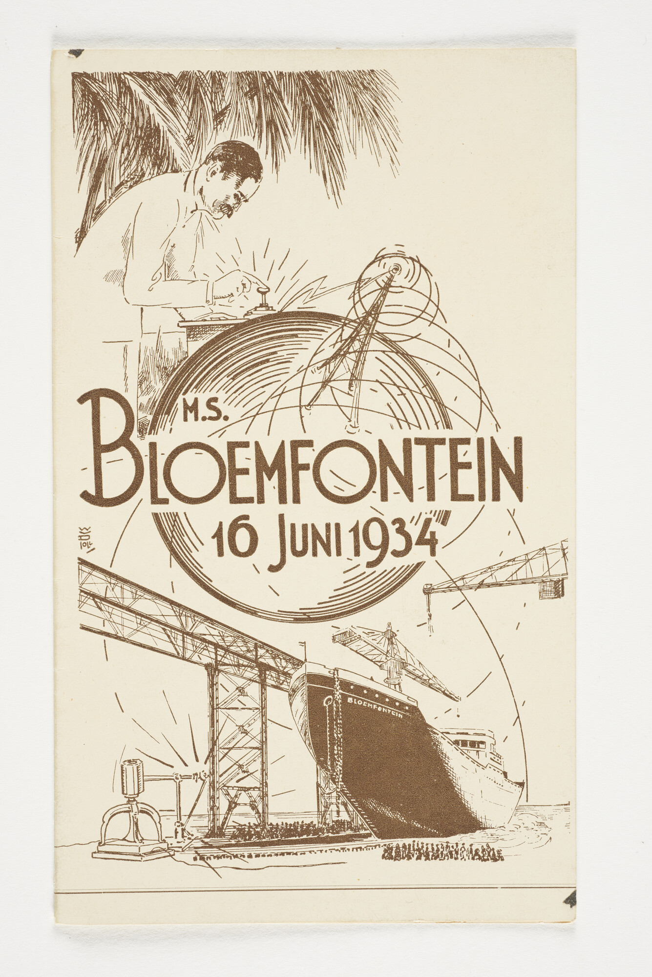 2012.1033-1; Uitnodiging voor het bijwonen van de doop van ms. Bloemfontein; uitnodiging