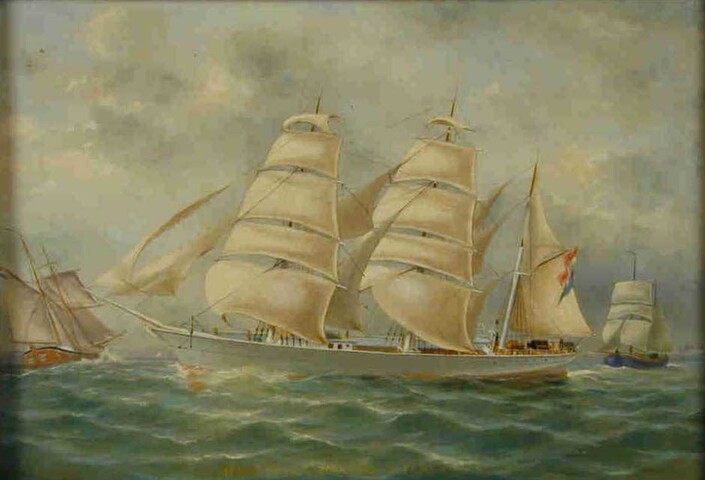 A.4075; Het barkschip Henriette Haasman; schilderij
