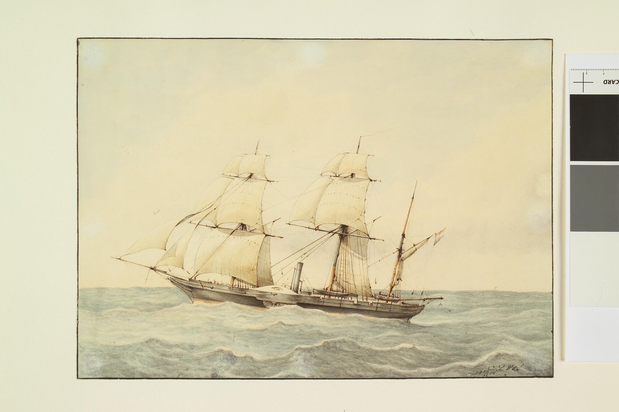 A.2778(02); Het raderstoomschip Zr.Ms. 'Merapi'; tekening