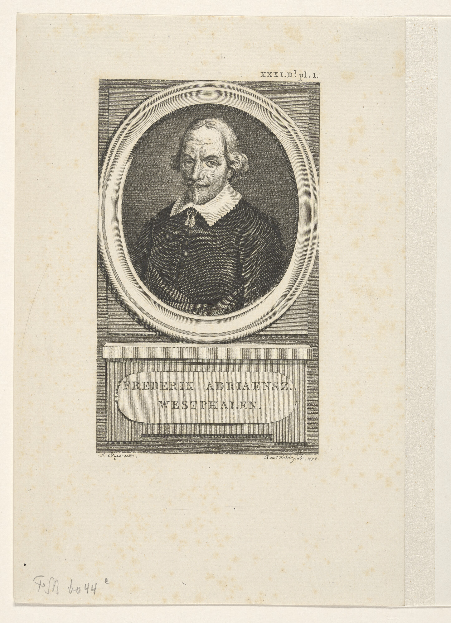 A.0075(208); Portret van ridder, reiziger en oudheidkundige Frederik Adriaansz Westfalen; prent
