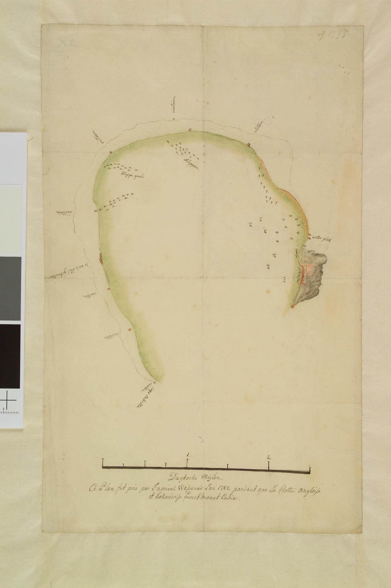 A.0895(01)b; Kaart van de baai van Gibraltar anno 1702; tekening