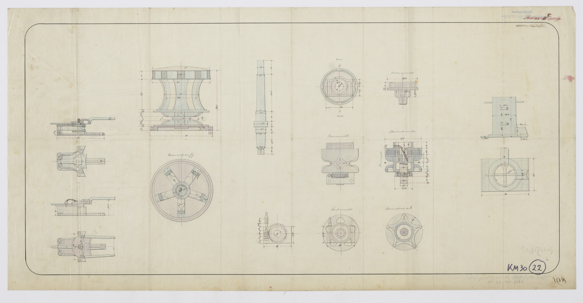 S.2175(4612); Kaapstanders; bolders en kettingstoppers; technische tekening