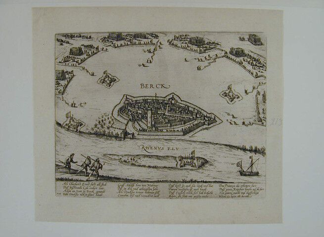 A.0145(027)275; Rijnberk door keurvorst Ernst belegerd, 1586; prent