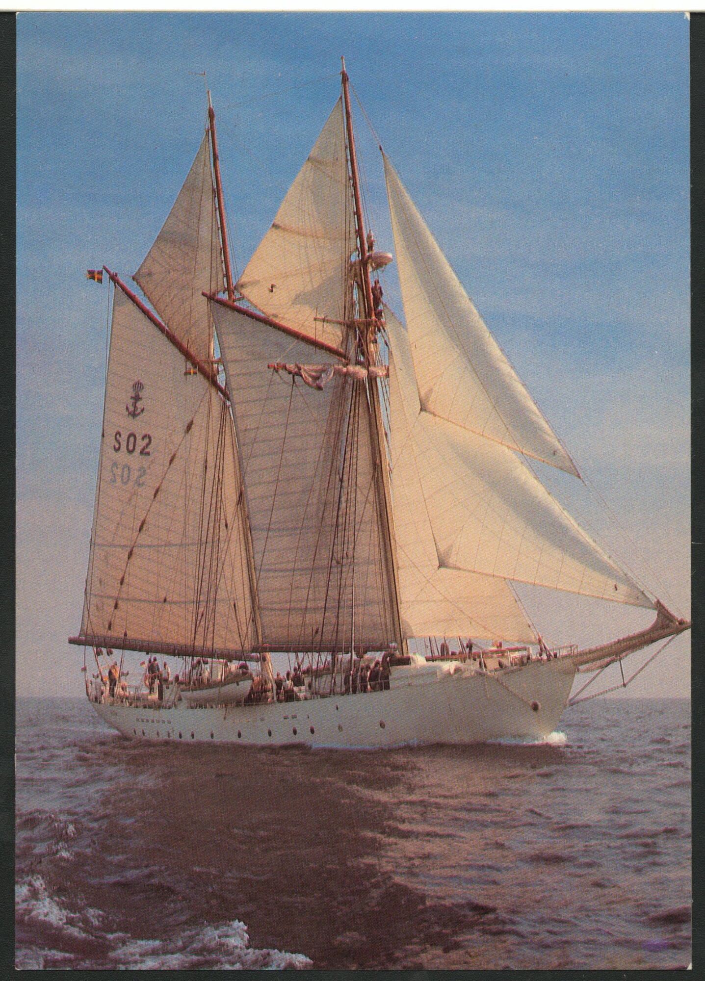 1993.4035; De Zweedse 2-mast gaffelschoener 'Falken'; prentbriefkaart