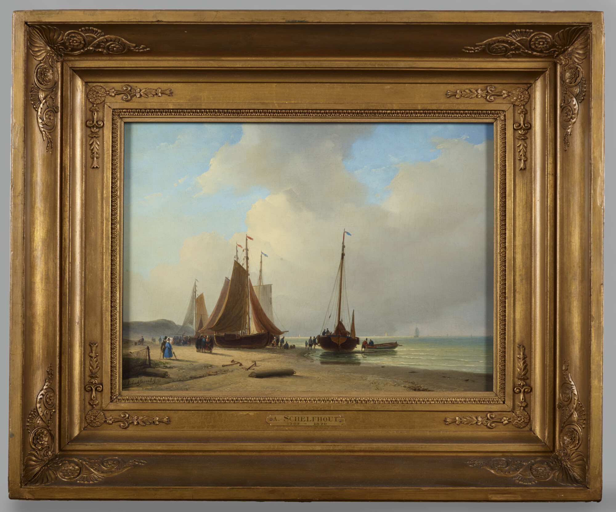 1993.0899; Vissersschepen op het strand; schilderij