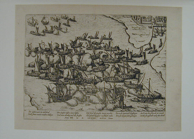 A.0145(027)136; Zeeslag bij Bergen op Zoom, 27 januari 1574; prent