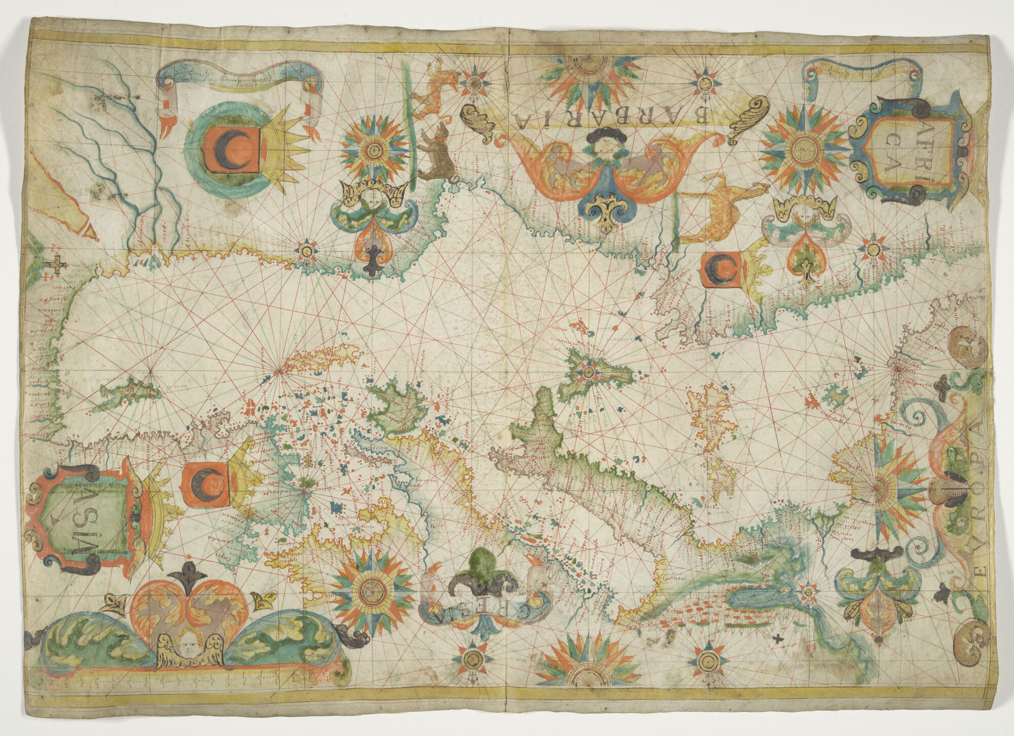 A.1900(01); Zeekaart van de Middellandse Zee; perkamentkaart