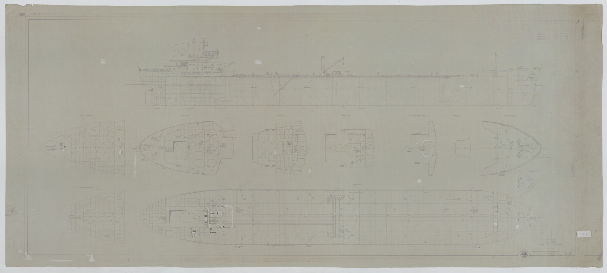 S.5183(016); Algemeen plan van de tanker ts. 'Dione' voor Shell Tankers NV.; technische tekening