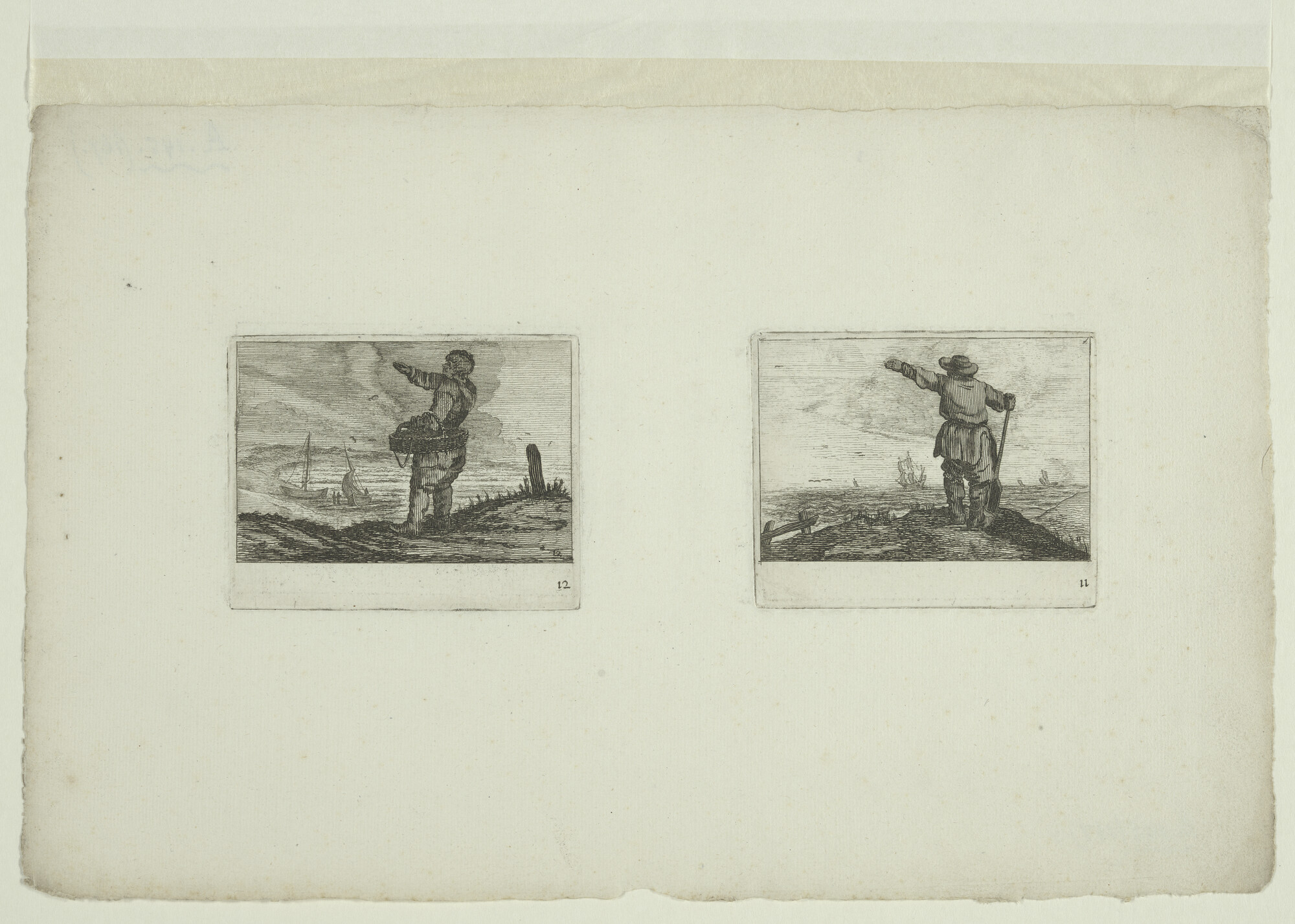 A.0145(167)07; Uit de serie 'Verscheyden Stranden en Watergesichten', afbeeldingen no. 11 en 12; prent