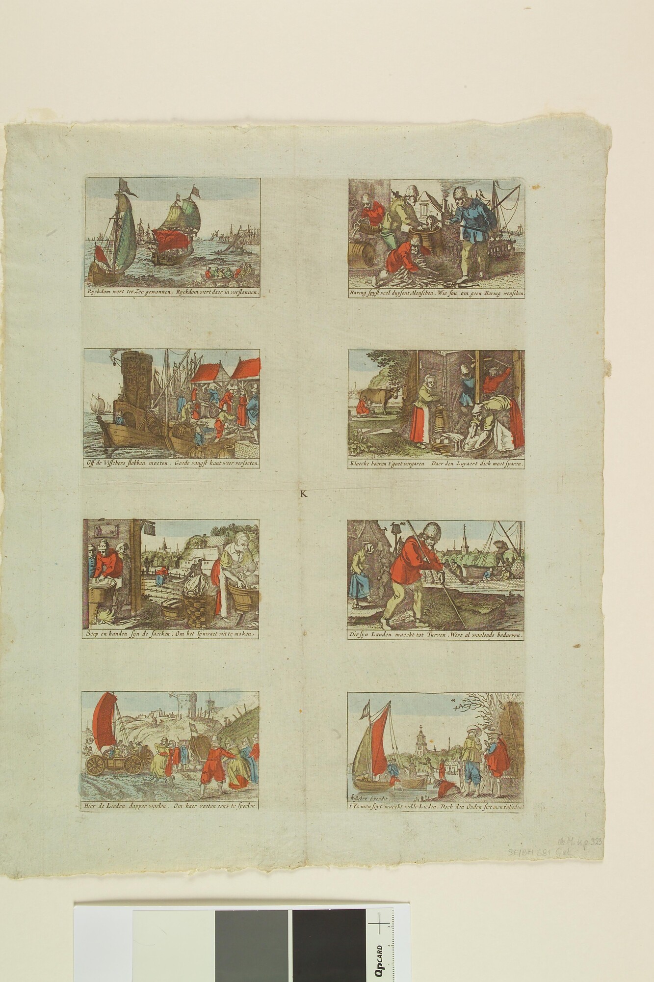 A.6299; Blad met zinneprenten over de scheepvaart; prent