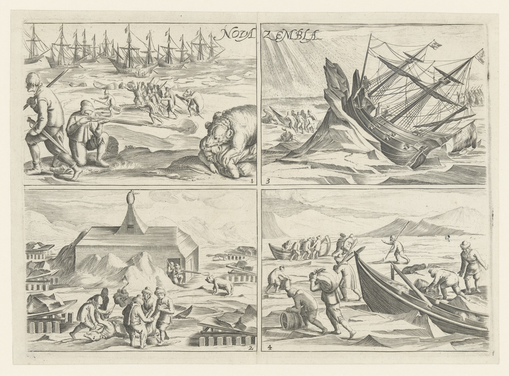 A.2897(04)a; De overwintering op Nova Zembla; prent