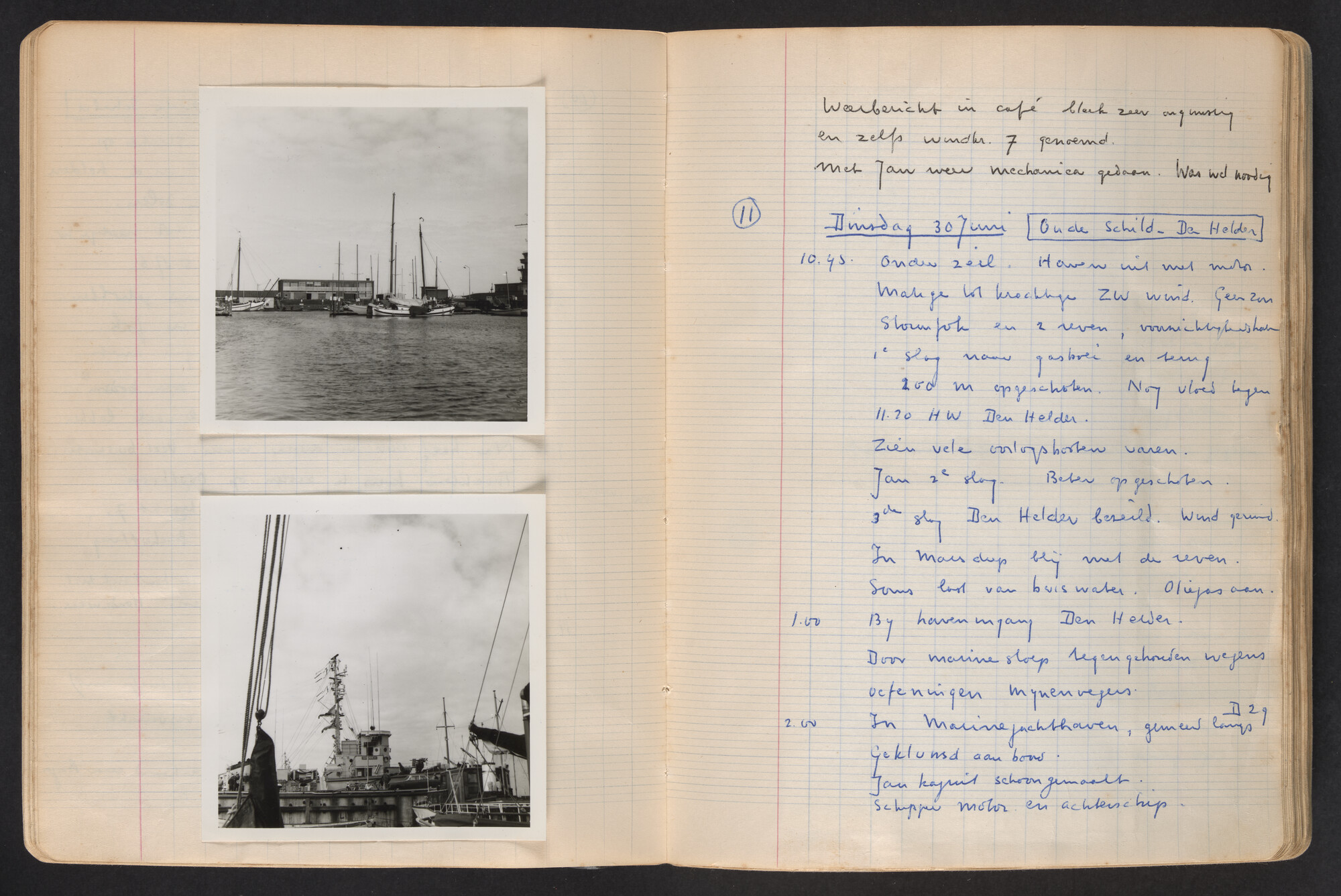 2017.0796; Logboek c.q. fotoalbum van o.a. reizen met zeeschouw Grutto in Nederland, 1963-1965; logboek