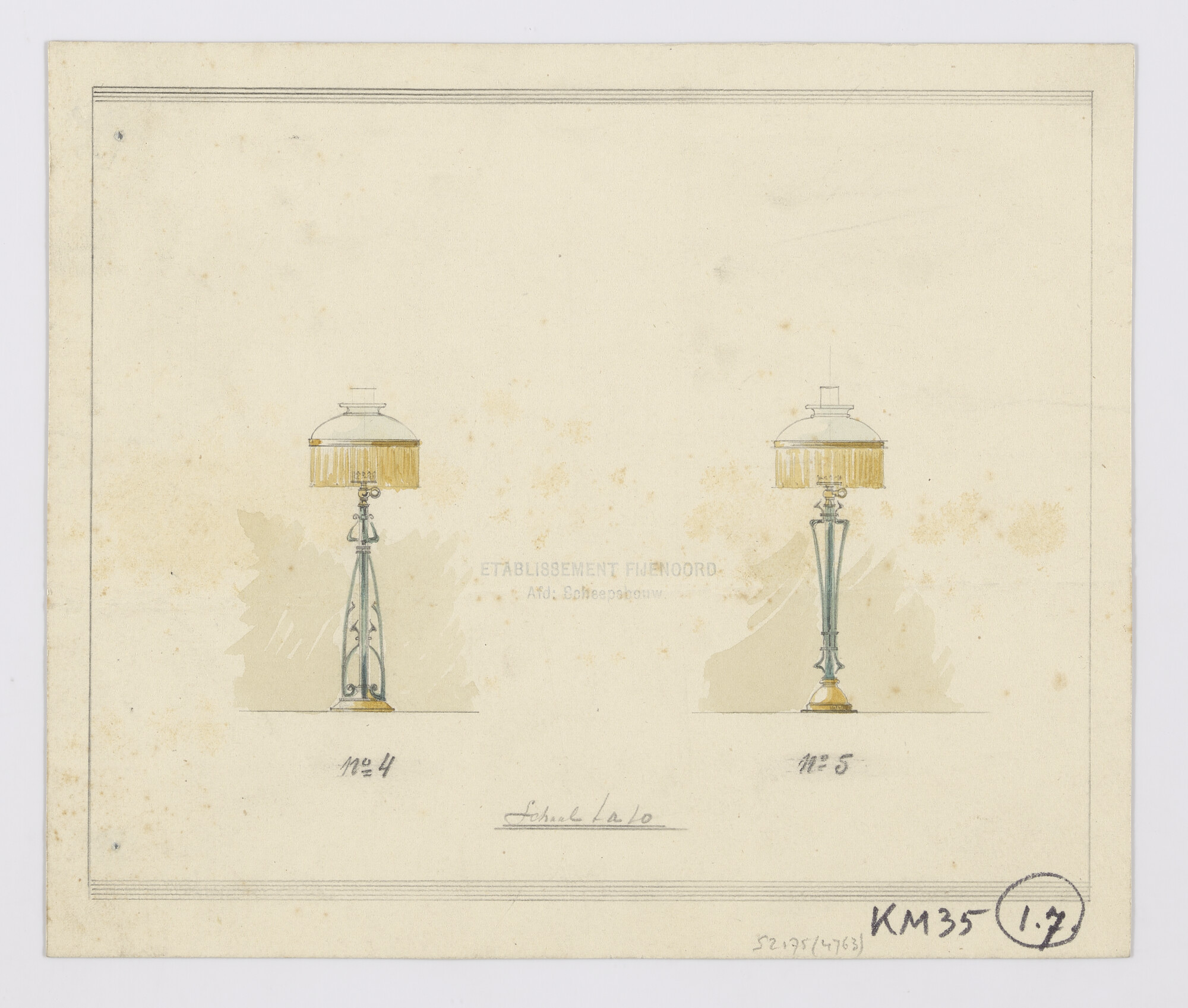 S.2175(4763); Ontwerp schemerlamp; technische tekening