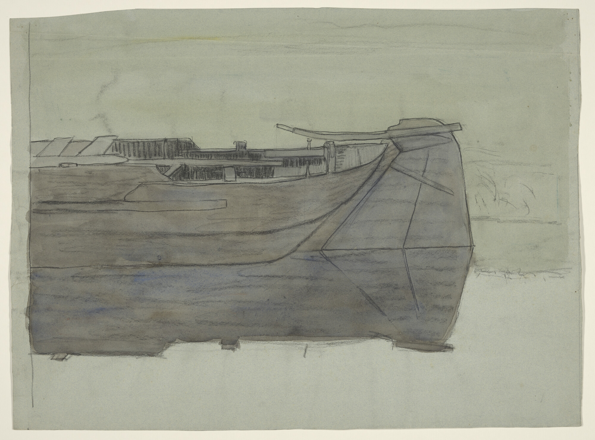 S.5259(13); Het achterschip van een binnevaartschip;mogelijk westlander; tekening