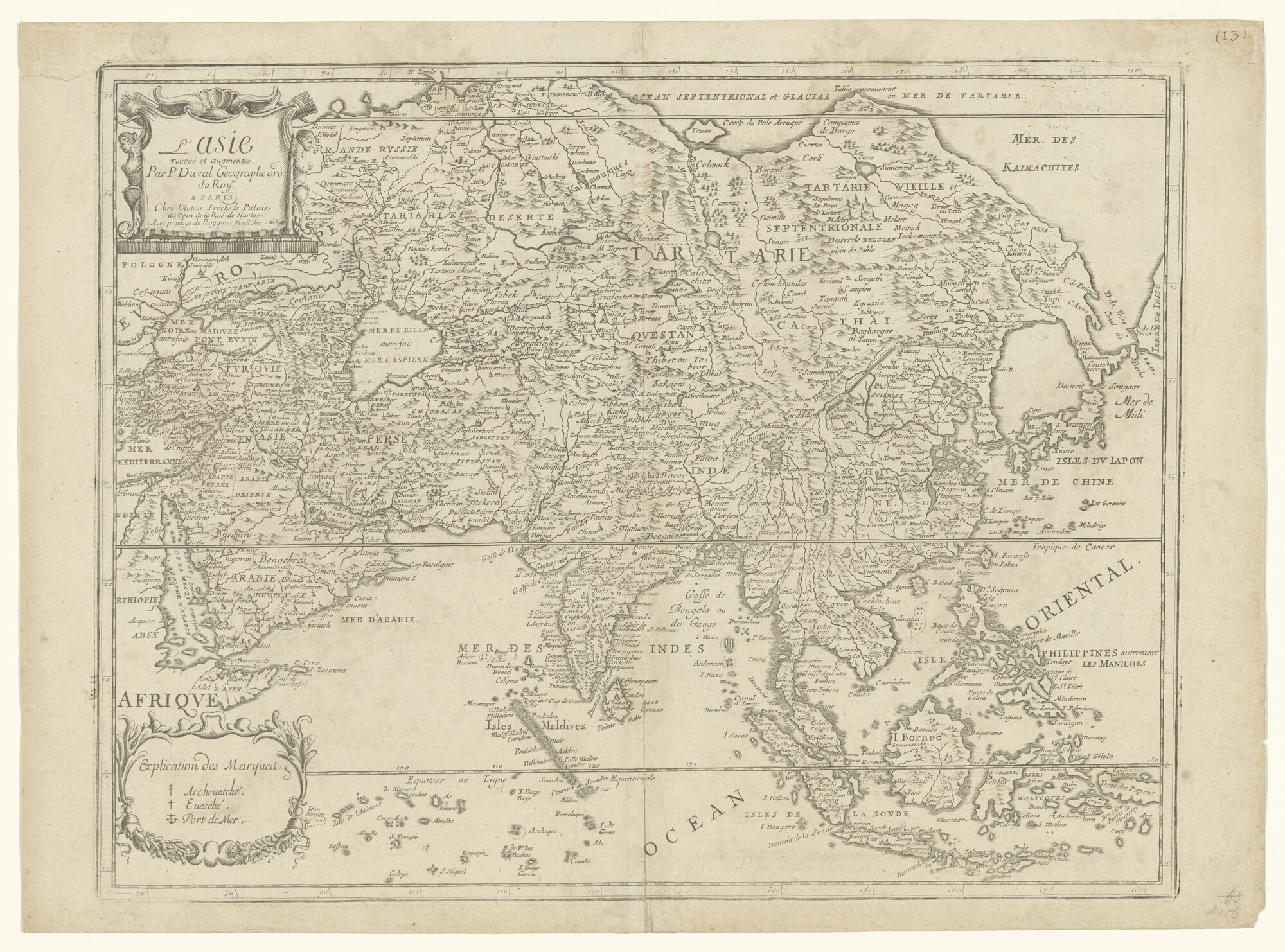 A.0145(211)073; Kaart van Azië door Pierre Du Val d' Abbéville (1618 - 1683), Parijs, 1684; landkaart