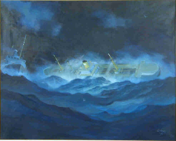 1991.0184; De ondergang van de Flying Enterprise; schilderij