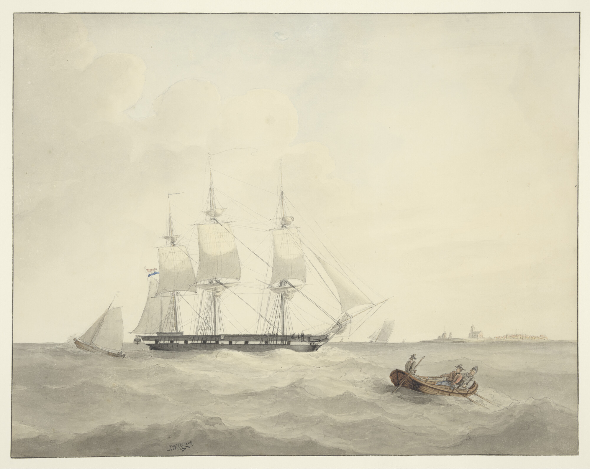 S.1715(01); Het instructiekorvet  Zr.Ms. 'Urania'; tekening