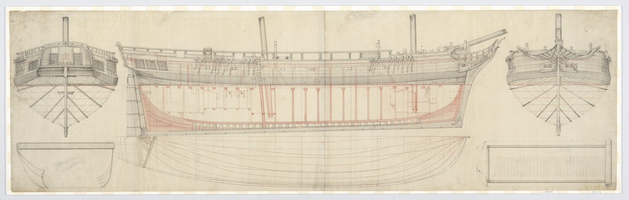 A.0149(0907); Lijnenplan van de brik 'Echo' van 16 stukken; technische tekening