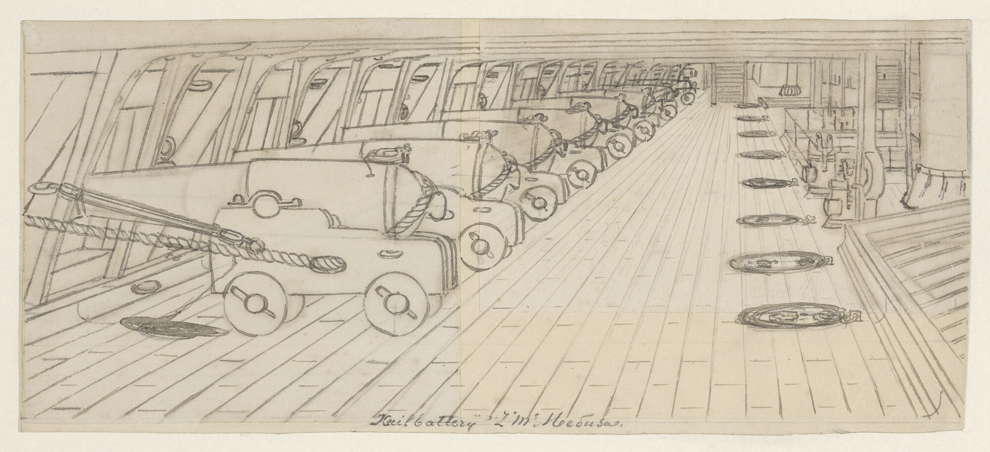 A.1361(25) [nr 0003]; De kuilbatterij van het korvet Zr.Ms. 'Medusa'; tekening