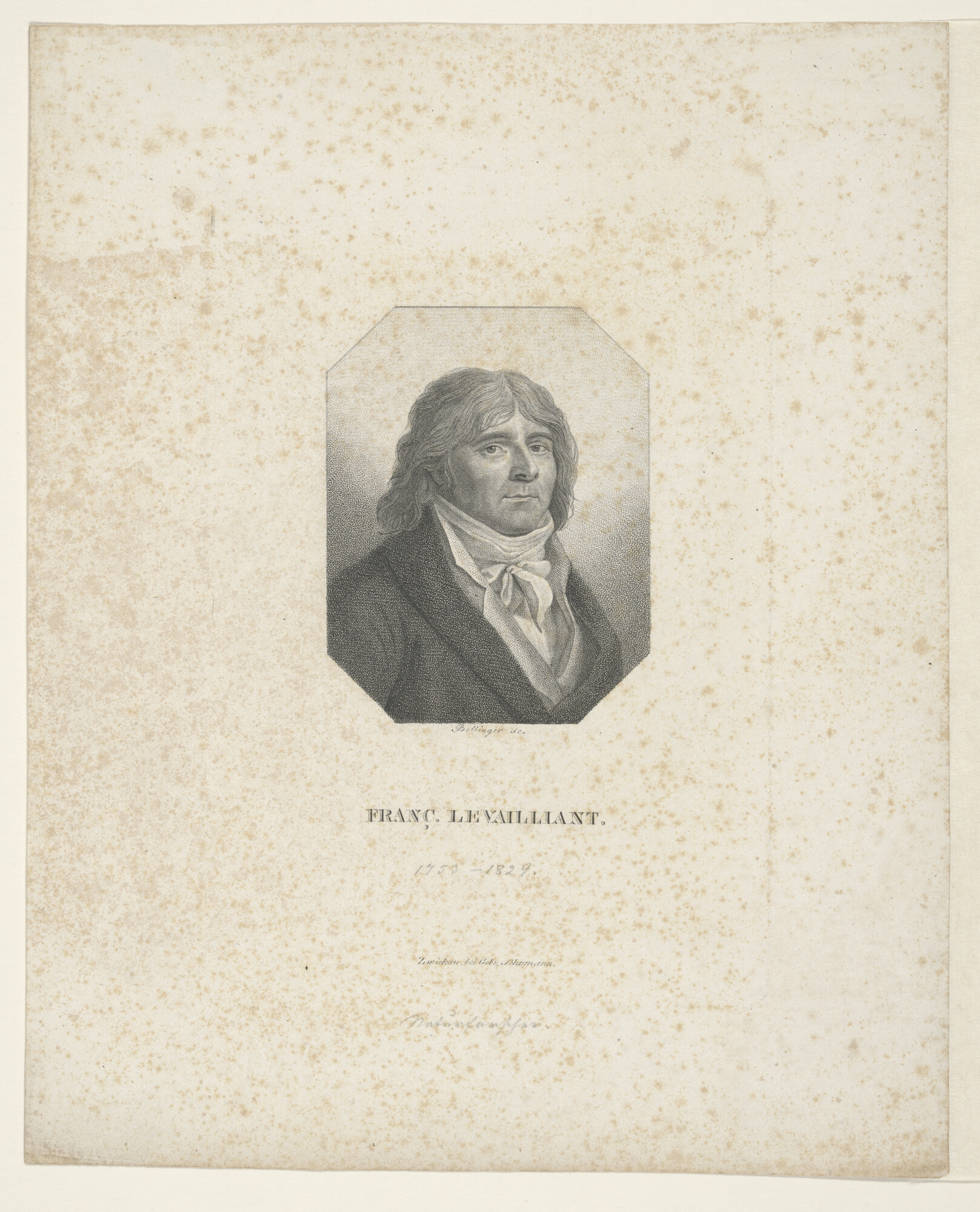A.0075(174); Portret van François Le Vailliant, Afrikareiziger; prent