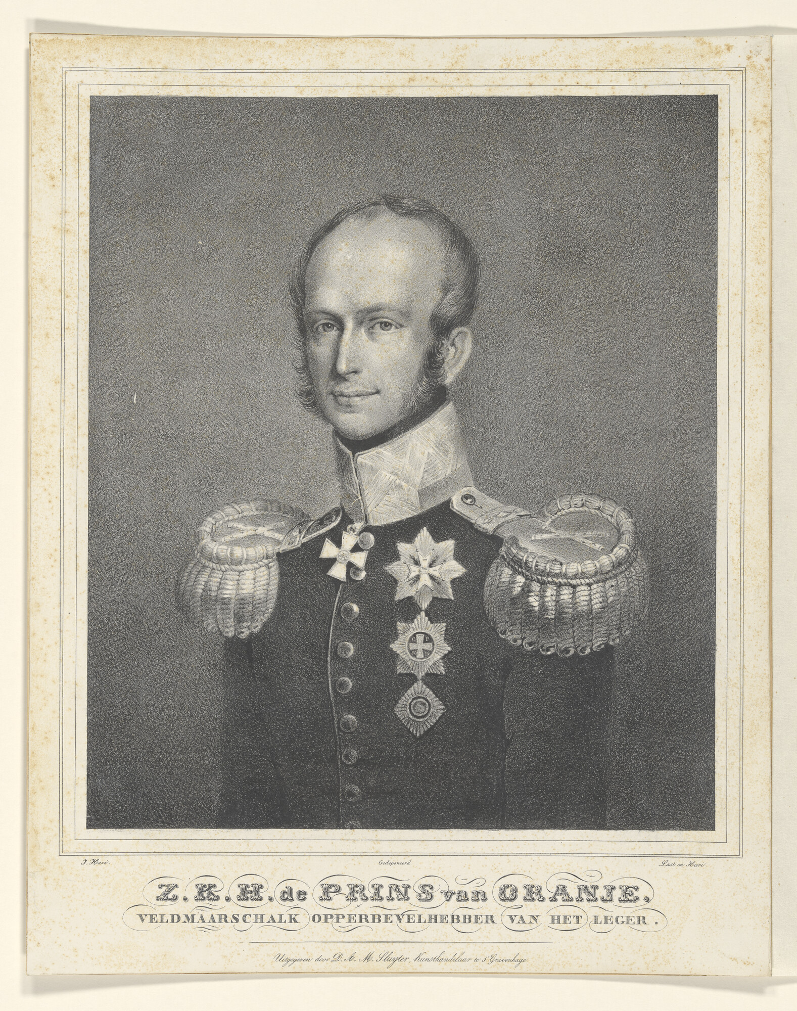 B.0190(02)g; Portret van de Prins van Oranje, de latere koning Willem II; prent