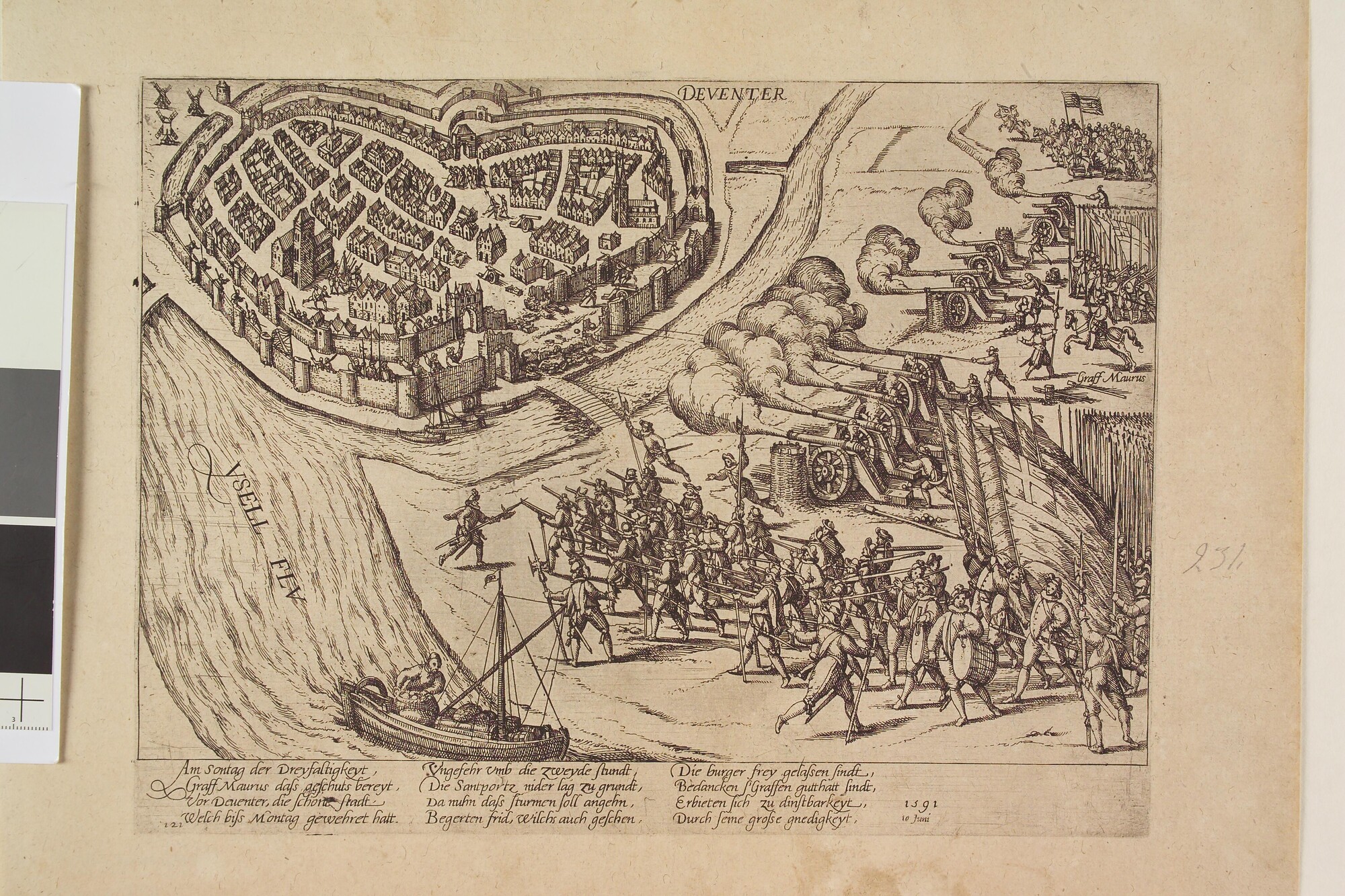 A.0145(027)295; Maurits wint Deventer, 10 juni 1591; prent