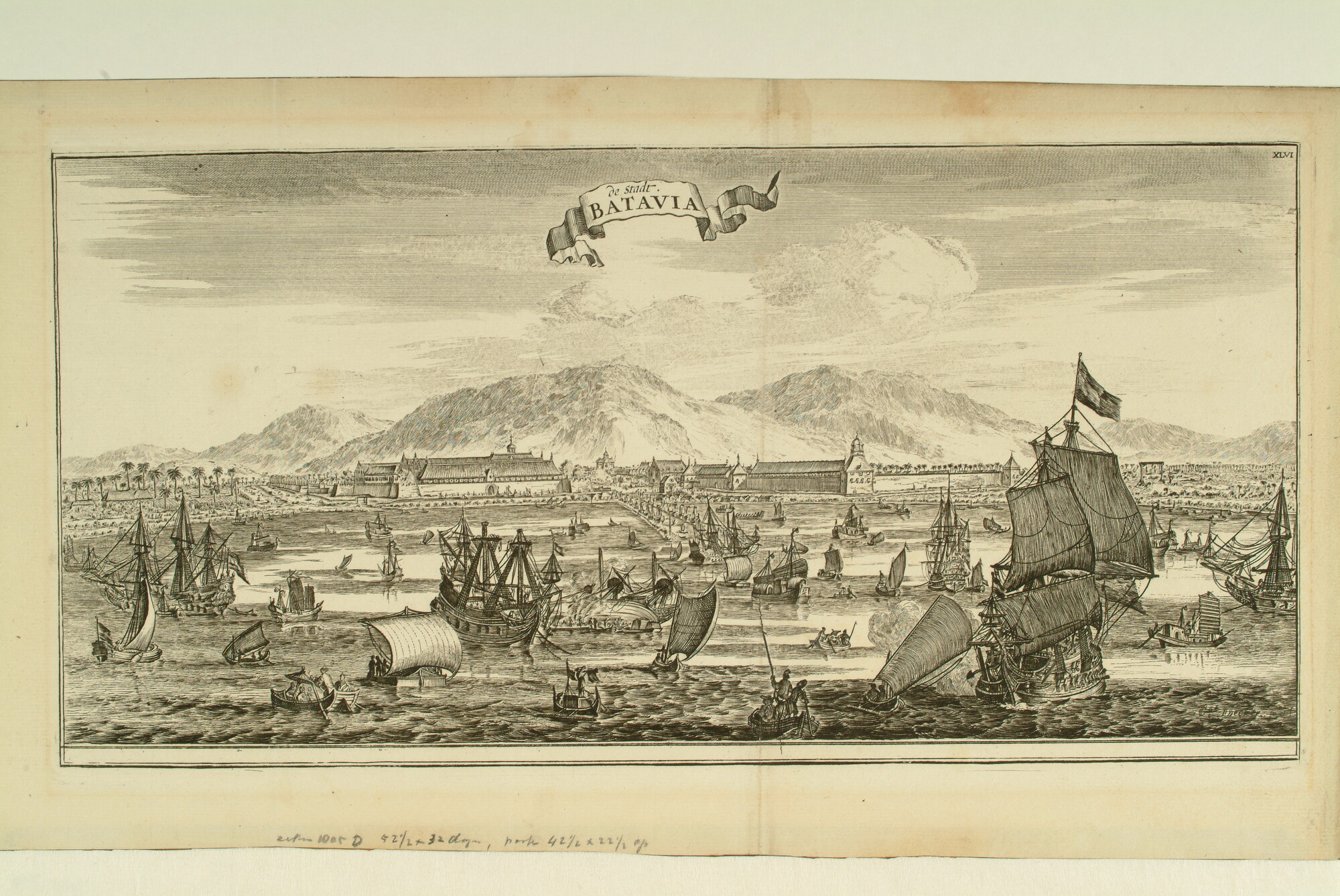 1995.1136; Gezicht op de stad Batavia; prent