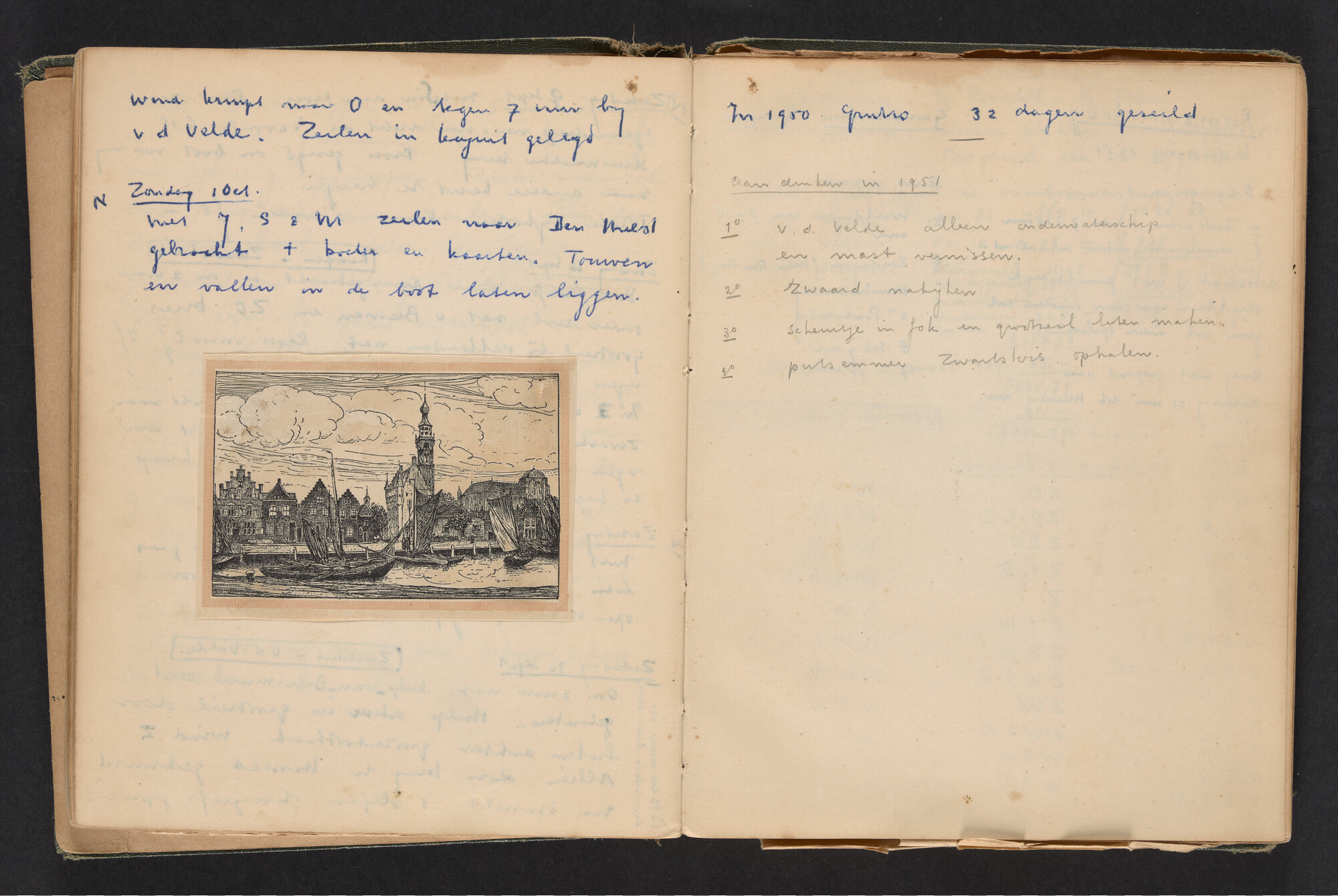 2017.0790; Logboek c.q. fotoalbum van reizen met zeeschouw Grutto in Nederland, 1949-1951; logboek
