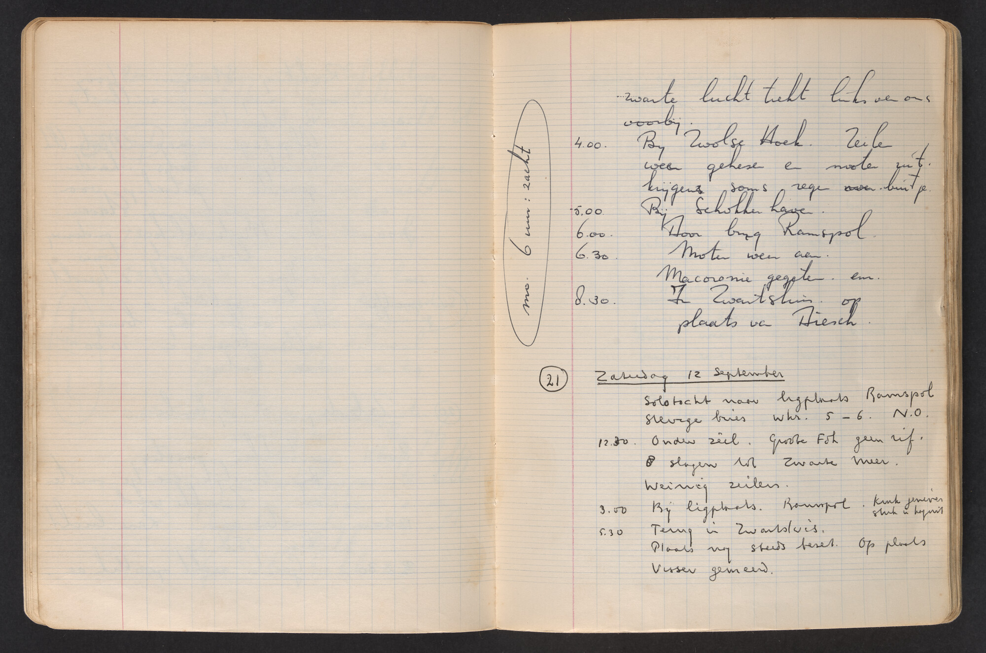 2017.0796; Logboek c.q. fotoalbum van o.a. reizen met zeeschouw Grutto in Nederland, 1963-1965; logboek